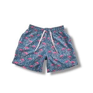 Chubbies 5.5 inseam Small blue & flamingo print swim brief shorts